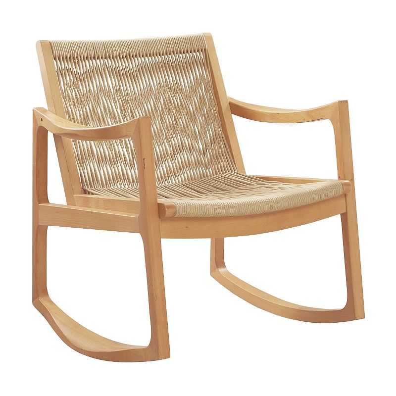Linon Jeno Woven Rocking Chair, Beig/Green