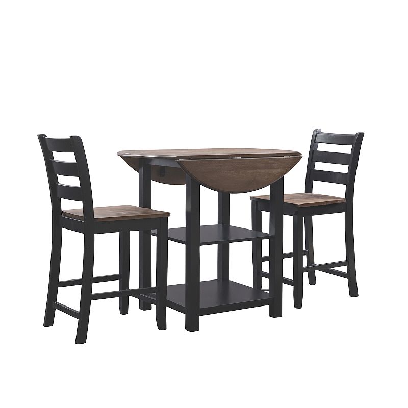 Linon Colm Counter Height Table & Chair 3-piece Set, Black