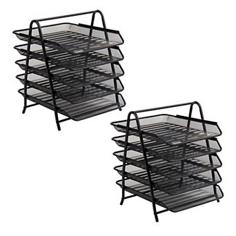 Mind Reader 5 tier Metal Mesh Paper Tray Desktop Organizer 2 pc