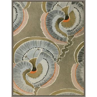 Amanti Art Delicate Deco Plant Pattern V Framed Canvas Wall Art