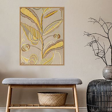 Amanti Art Delicate Deco Plant Pattern IV Framed Canvas Wall Art