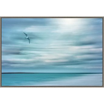 Amanti Art Abstract of Bird and Beach Framed Canvas Wall Art Print