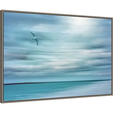 Amanti Art Abstract of Bird and Beach Framed Canvas Wall Art Print