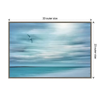 Amanti Art Abstract of Bird and Beach Framed Canvas Wall Art Print