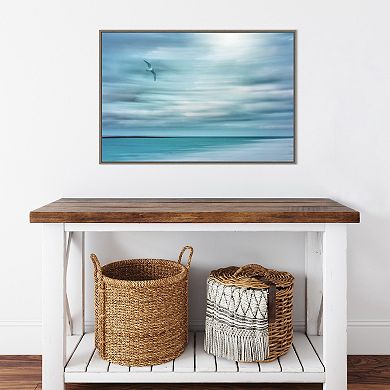 Amanti Art Abstract of Bird and Beach Framed Canvas Wall Art Print