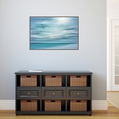 Amanti Art Abstract of Bird and Beach Framed Canvas Wall Art Print