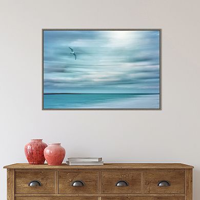 Amanti Art Abstract of Bird and Beach Framed Canvas Wall Art Print
