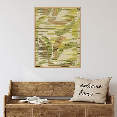 Amanti Art Delicate Deco Plant Pattern VII Framed Canvas Wall Art