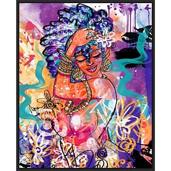 Amanti Art Gold Flowers by Justin Copeland Framed Canvas Wall Art Print