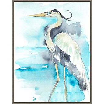 Amanti Art Heron Splash II by Jennifer Goldberger Framed Canvas Wall Art Print