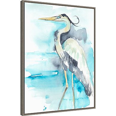 Amanti Art Heron Splash II by Jennifer Goldberger Framed Canvas Wall Art Print