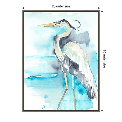Amanti Art Heron Splash II by Jennifer Goldberger Framed Canvas Wall Art Print