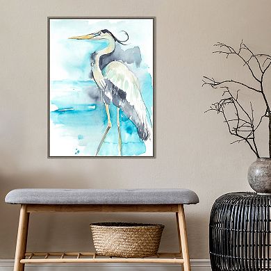 Amanti Art Heron Splash II by Jennifer Goldberger Framed Canvas Wall Art Print