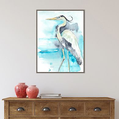 Amanti Art Heron Splash II by Jennifer Goldberger Framed Canvas Wall Art Print