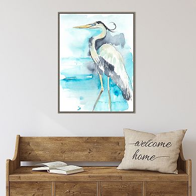 Amanti Art Heron Splash II by Jennifer Goldberger Framed Canvas Wall Art Print