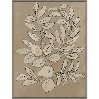 Amanti Art Leaves Sketches II Framed Canvas Wall Art