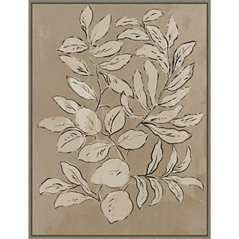 Amanti Art Leaves Sketches II Framed Canvas Wall Art