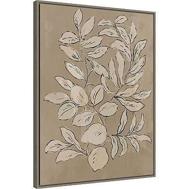 Amanti Art Leaves Sketches II Framed Canvas Wall Art