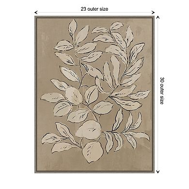 Amanti Art Leaves Sketches II Framed Canvas Wall Art