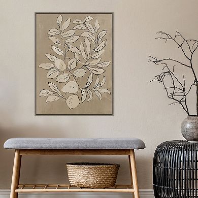 Amanti Art Leaves Sketches II Framed Canvas Wall Art