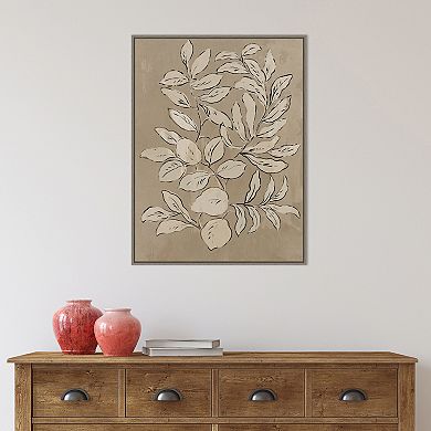 Amanti Art Leaves Sketches II Framed Canvas Wall Art