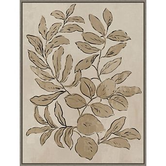 Amanti Art Leaves Sketches I Framed Canvas Wall Art