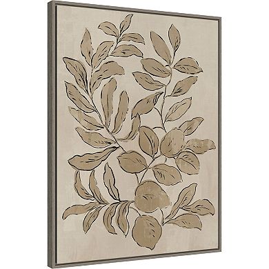 Amanti Art Leaves Sketches I Framed Canvas Wall Art