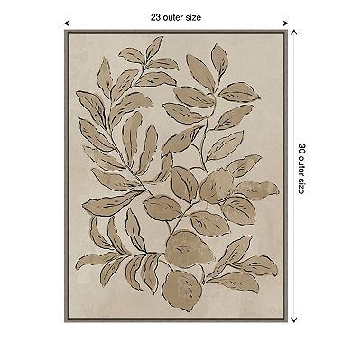 Amanti Art Leaves Sketches I Framed Canvas Wall Art