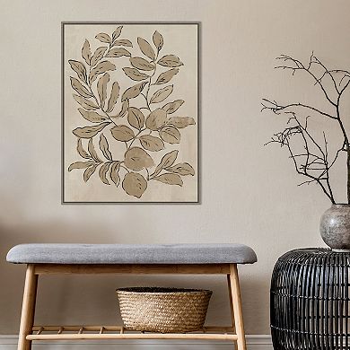 Amanti Art Leaves Sketches I Framed Canvas Wall Art