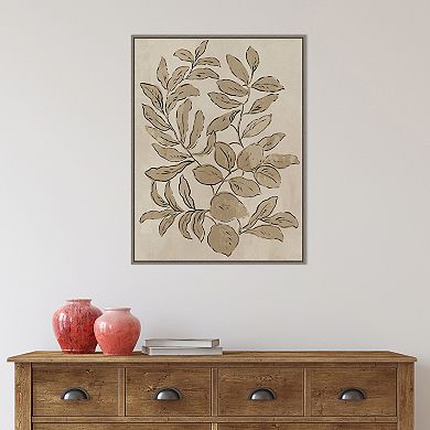 Amanti Art Leaves Sketches I Framed Canvas Wall Art