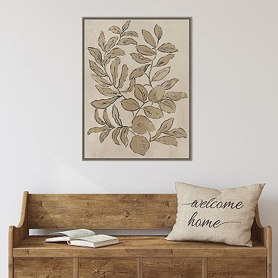 Amanti Art Leaves Sketches I Framed Canvas Wall Art