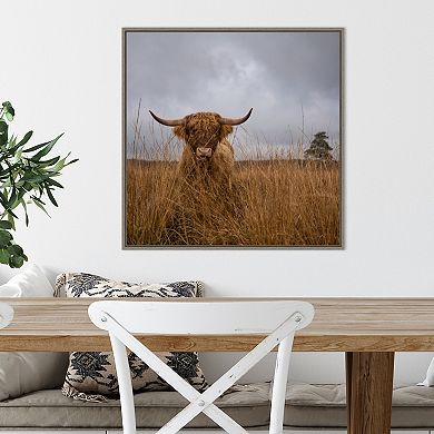 Amanti Art It Wasn't me (Highland Cow) Framed Canvas Wall Art Print