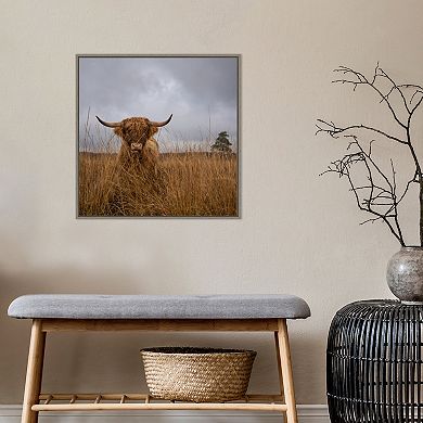 Amanti Art It Wasn't me (Highland Cow) Framed Canvas Wall Art Print