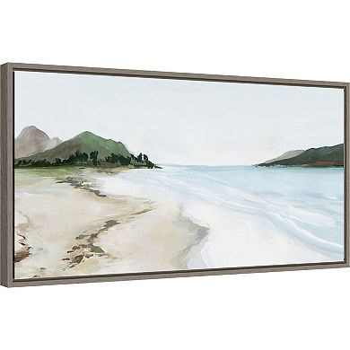 Amanti Art Kiss from a Wave (Beach) Framed Canvas Wall Art