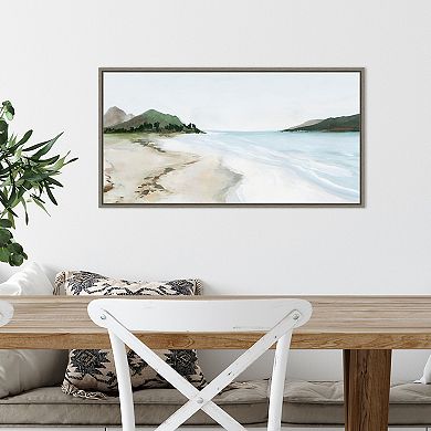 Amanti Art Kiss from a Wave (Beach) Framed Canvas Wall Art