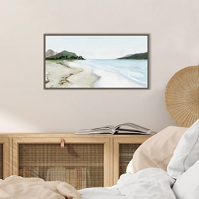 Amanti Art Kiss from a Wave (Beach) Framed Canvas Wall Art