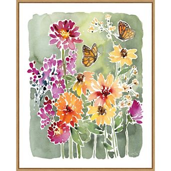 Amanti Art Monarchs and Blooms by Katrina Pete Framed Canvas Wall Art