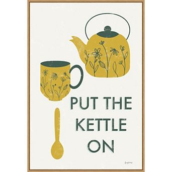 Amanti Art "Put the Kettle On" Retro Kitchen Tea IV Framed Canvas Wall Art