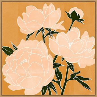 Amanti Art Modern Peonies II by Emma Scarvey Framed Canvas Wall Art