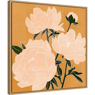 Amanti Art Modern Peonies II by Emma Scarvey Framed Canvas Wall Art