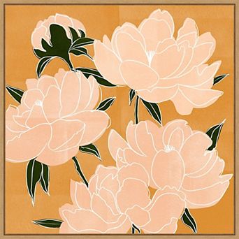 Amanti Art Modern Peonies I by Emma Scarvey Framed Canvas Wall Art