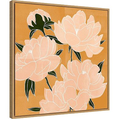 Amanti Art Modern Peonies I by Emma Scarvey Framed Canvas Wall Art
