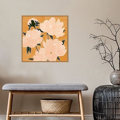 Amanti Art Modern Peonies I by Emma Scarvey Framed Canvas Wall Art