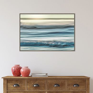 Amanti Art Motion Blur of Sunset on Coast Framed Canvas Wall Art Print