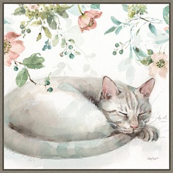 Amanti Art Mint Crush 15 Cat Framed Canvas Wall Art