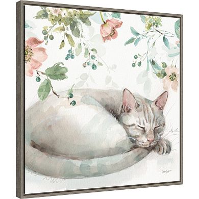 Amanti Art Mint Crush 15 Cat Framed Canvas Wall Art