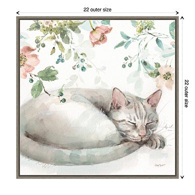 Amanti Art Mint Crush 15 Cat Framed Canvas Wall Art