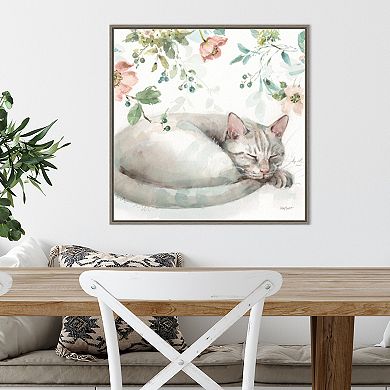 Amanti Art Mint Crush 15 Cat Framed Canvas Wall Art