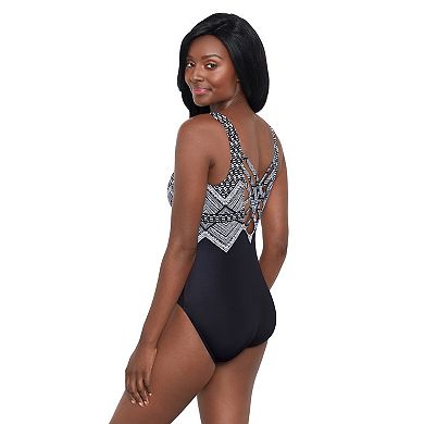 Women's Great Lengths Lace Top Crisscross Back One One-Piece Swimsuit