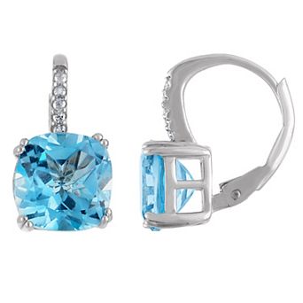 Designs by Gioelli Sterling Silver Blue Topaz & Diamond Accent Earrings